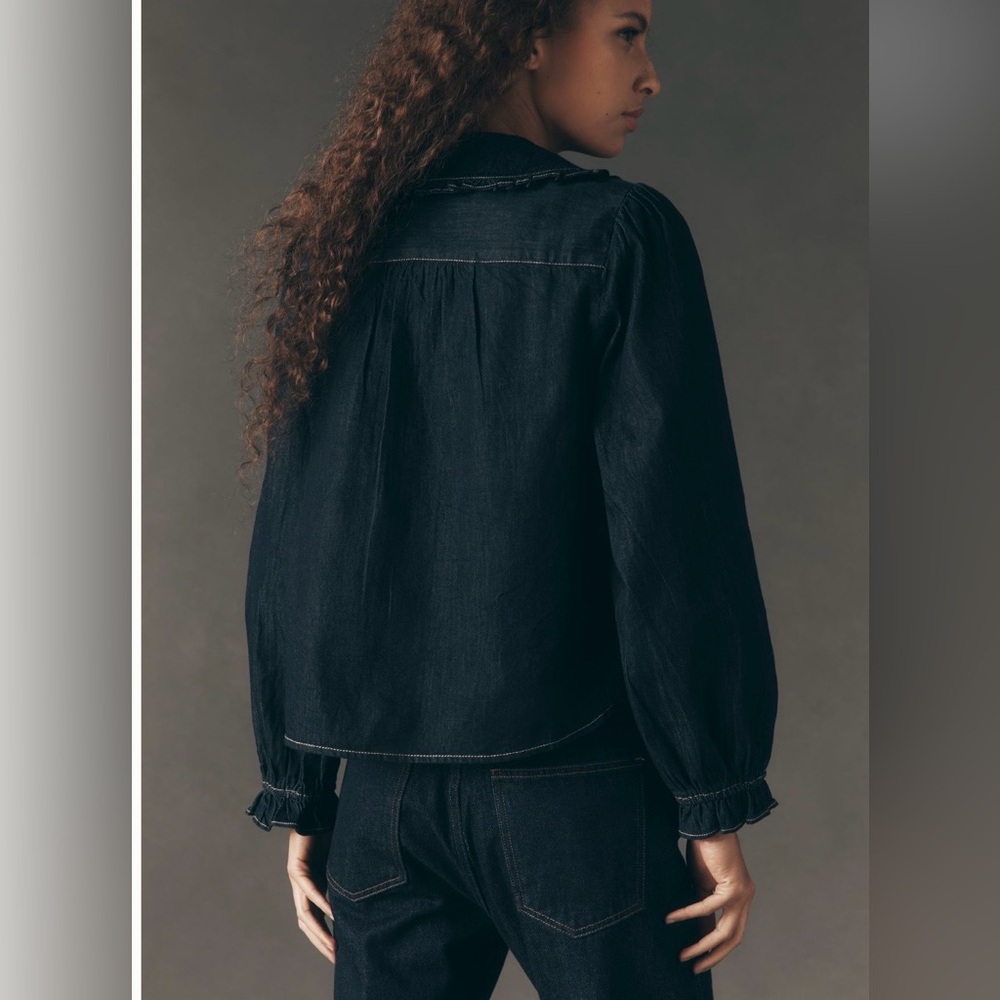 NWT Anthropologie Pilcro Keira Denim Long Sleeved Blouse Size M - Picture 4 of 8